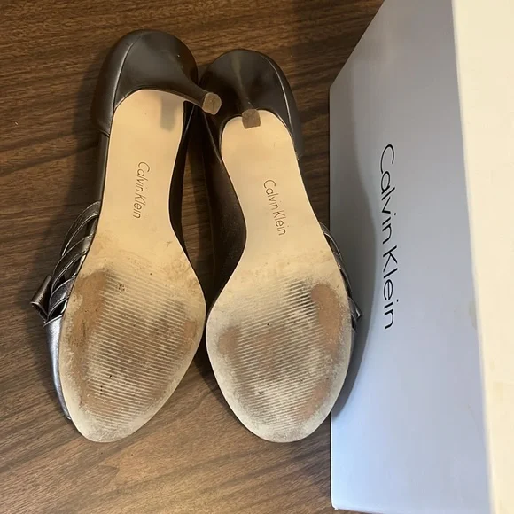 Calvin Klein 8.5 Randall Metallic Peep Open Toe Heels Stilettos - Picture 8 of 9